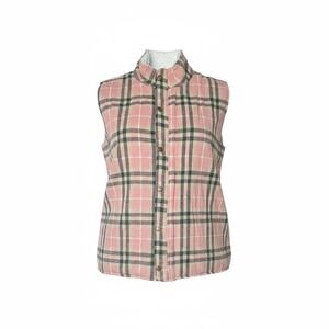Katydid Reversible Pink Plaid Sherpa Vest XXL Cozy Chic Rustic Charm NWOT
